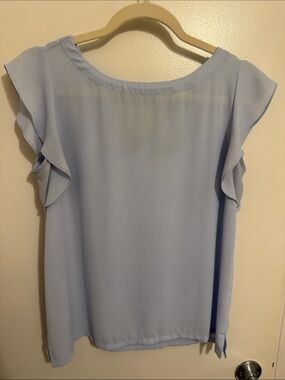 LOFT Light Blue Ruffle Sleeve Blouse